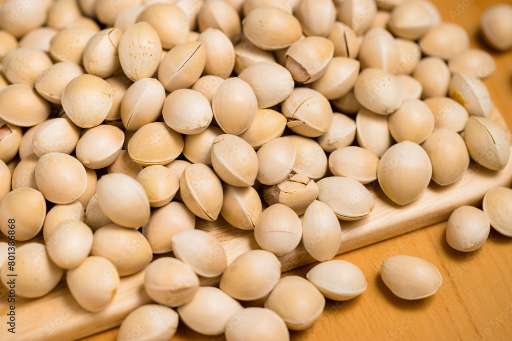 Seed pile of ginkgo biloba seed nut