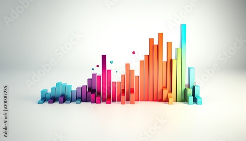 3D graph showing business growth  colorful bars isolated against a white backdrop  emphasizing data visualization