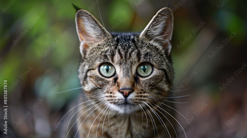 Close up portrait of a tabby cat with green eyes. Close up portrait of a tabby cat with green eyes.