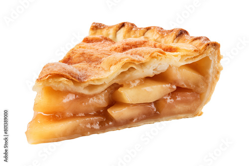 Apple pie slice isolated on transparent or white background, png