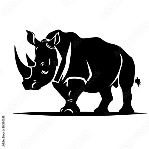 Rhinocerous Animal Silhouette black and white