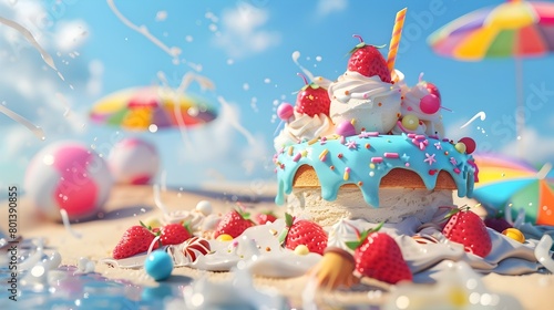 Melting Ice Cream Cake Amid...