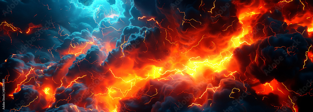 Fototapeta premium Electricity, fire, and smoke, banner