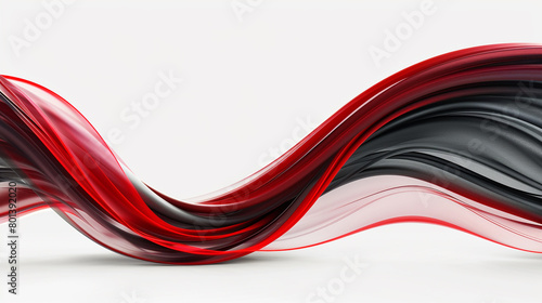A dynamic wave of red and charcoal grey, curling smoothly and isolated against a white backdrop, resembling a high-definition photograph.