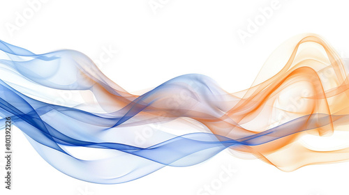 A gentle wave of cobalt blue and pale orange, gracefully isolated on a white background, captured in ultra-high definition. photo