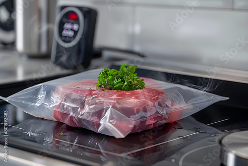 Modern Sous Vide Technique Ensuring Precise Cooking of a Premium Steak