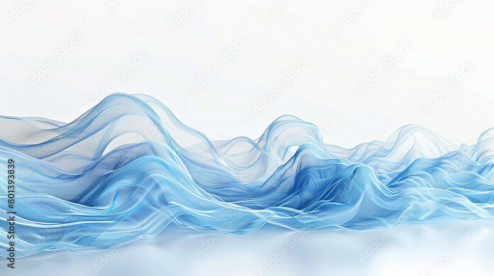 A sky blue wave, light and airy, moving gently across a white background, depicted in stunning high-resolution. A sky blue wave, light and airy, moving gently across a white background, depicted in stunning high-resolution.
