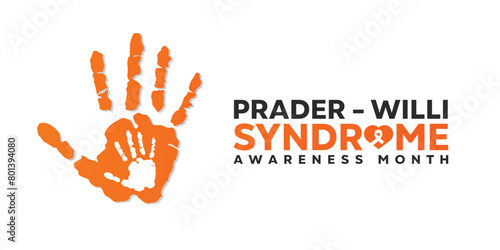Prader willi Syndrome Awareness Month. Great for cards, banners, posters, social media and more. White background.