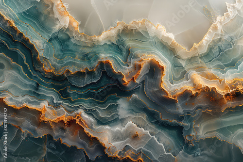 Abstract Blue and Gold Geode Art  marble background. Created with AI