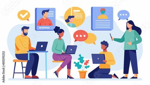 A series of workshops that assist neurodivergent adults in navigating the job application process from resume writing to interview skills.. Vector illustration