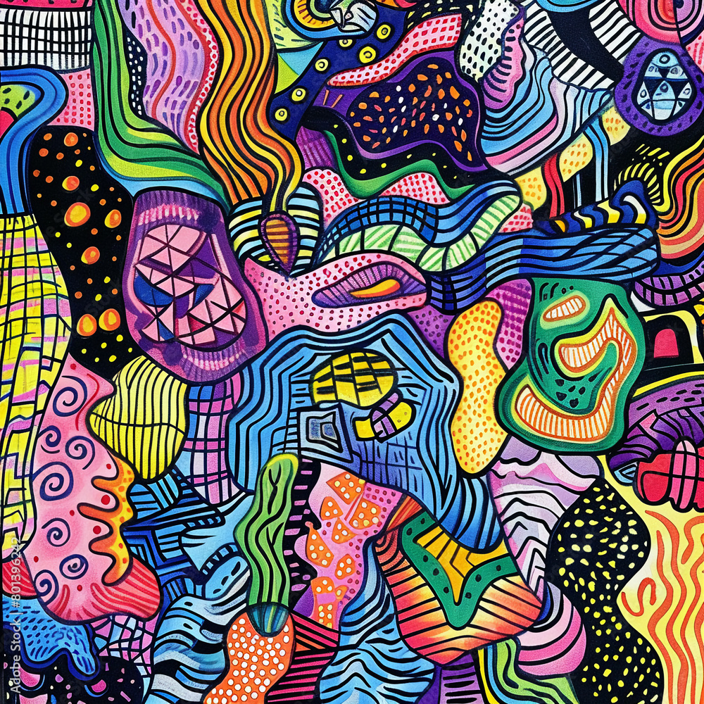 Artistic rendition of doodled abstract patterns with lines that suggest the unity and diversity of nations