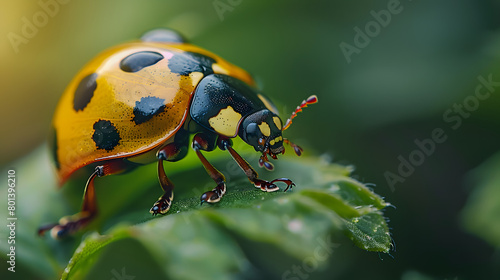 Macro ladybug in nature green background. © Prasanth