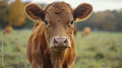 Livestock Tagged Cow Grazing at a Bustling Cattle Farm: A Glimpse into the Daily Life of Farm Animals