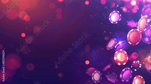A vibrant image showcasing scattered casino chips in mid-air on a dynamic, colorful backdrop with light effects.
