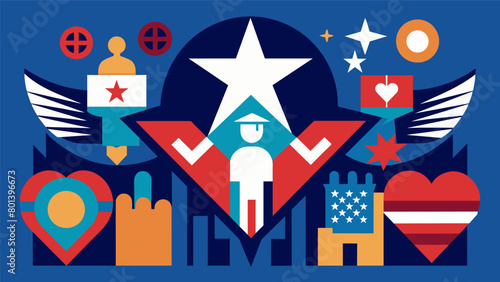 A powerful symbol of our shared values and ideals as we join together to create this stars and stripes art project.. Vector illustration