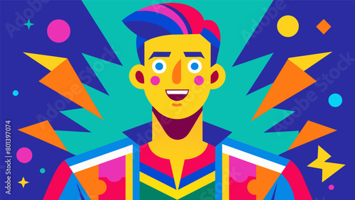 Through bold patterns and vibrant colors in his clothing choices a man expresses his vibrant and energetic personality through his personal style..