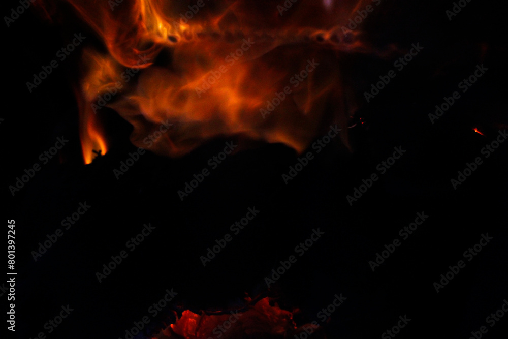Fire with wood in fireplace Fire with wood in fireplace