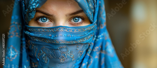 Veiled Vibrance: Niqab-Clad Woman's Aura Shines at Golden Hour,generated by IA