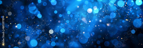Bright Cobalt Blue Bokeh Lights Abstract Background, Optical Glitter and Sparkle, Realistic Ultra HD