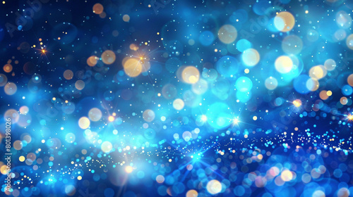 Bright Electric Blue Bokeh Lights Abstract Background, Optical Glitter and Sparkle, Realistic Ultra HD