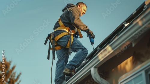 Construction Worker on a Roof © MP Studio