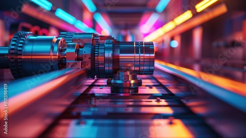 Colorful D Rendering of a Gear Lathe Machine in a Workshop