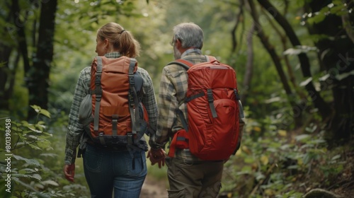 A Couple Hiking Through Forest