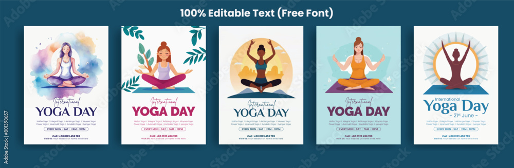 Set of editable Yoga and Meditation print flyer or poster template ...