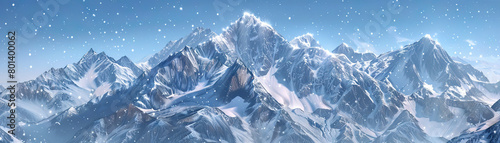 Sparkling Snow-Covered Peaks: Close-Up of Shimmering and Textured Snow-Covered Mountain Peaks