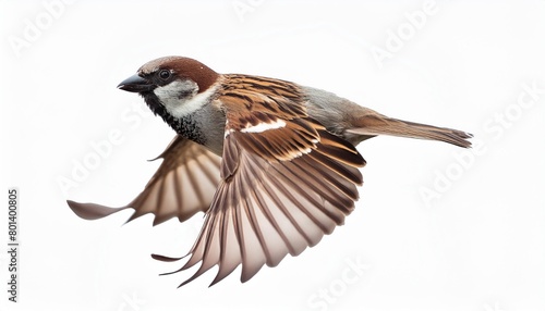 flying bird sparrow isolated on white background