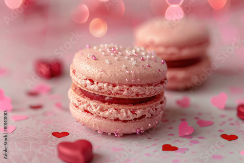 Macaron in style of intricate texture megawave, sparkling, Love and sweet Macaron. photo