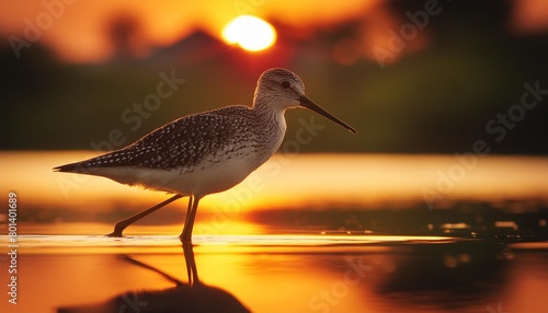the lesser yellowlegs tringa flavipes in natural conservation area photo