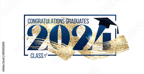 graduating class of 2024. graphics elements for t-shirts, and the idea for the sign or badge vector vector illustration