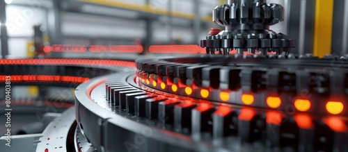 Colorful Lighting Illuminates a HighTech Gear Deburring Machine in D Rendering photo