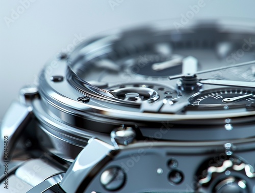 Wallpaper Mural A close up of a luxury wristwatch with a silver case and a black dial. Torontodigital.ca