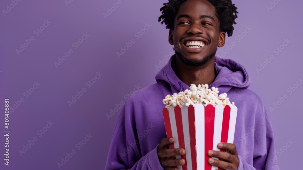 Man Enjoying a Popcorn Snack Man Enjoying a Popcorn Snack