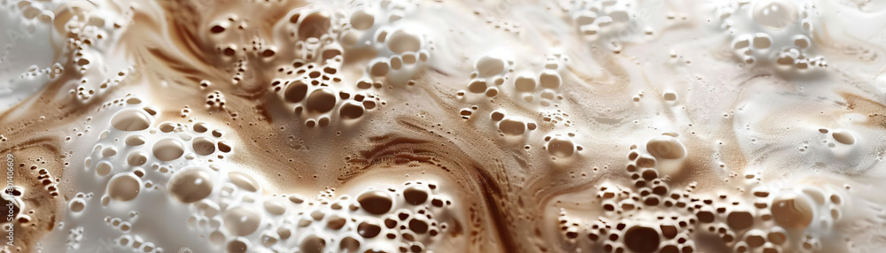 Frothy Latte Art: Close-Up of Textured and Frothy Latte Art in Coffee Beverage Frothy Latte Art: Close-Up of Textured and Frothy Latte Art in Coffee Beverage