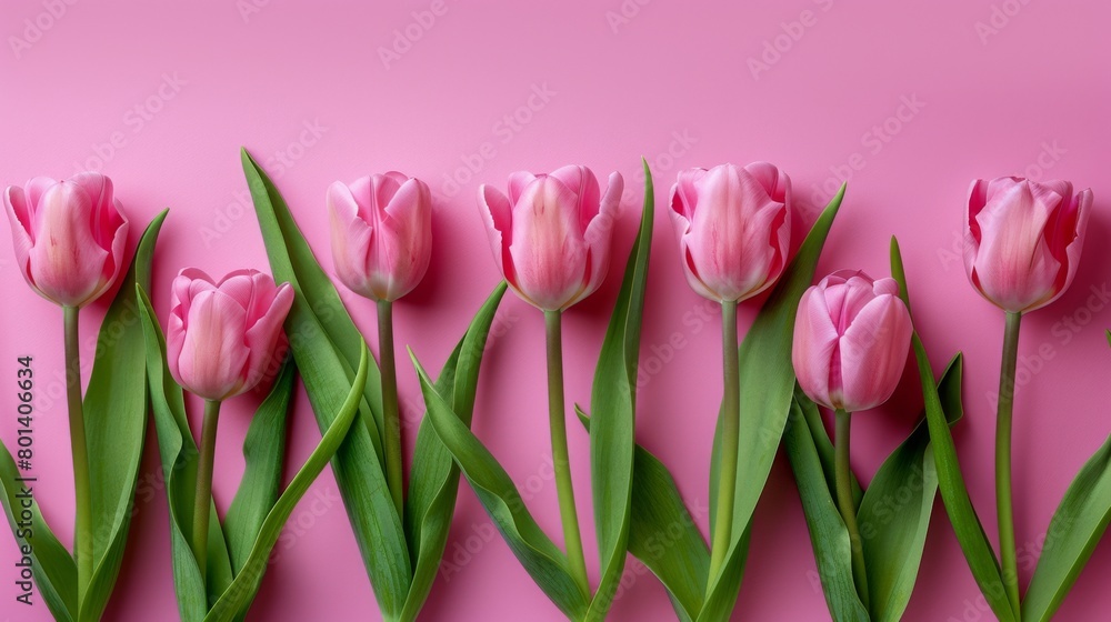 Row of Pink Tulips on Bright Pink Background
Row of Pink Tulips on Bright Pink Background