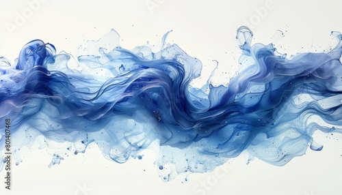 Blue liquid line wave splash isolated on white background