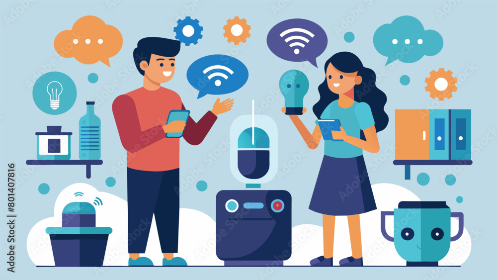 A couple uses their thoughts to seamlessly integrate their smart home devices from controlling the vacuum to brewing their morning coffee.. A couple uses their thoughts to seamlessly integrate their smart home devices from controlling the vacuum to brewing their morning coffee..