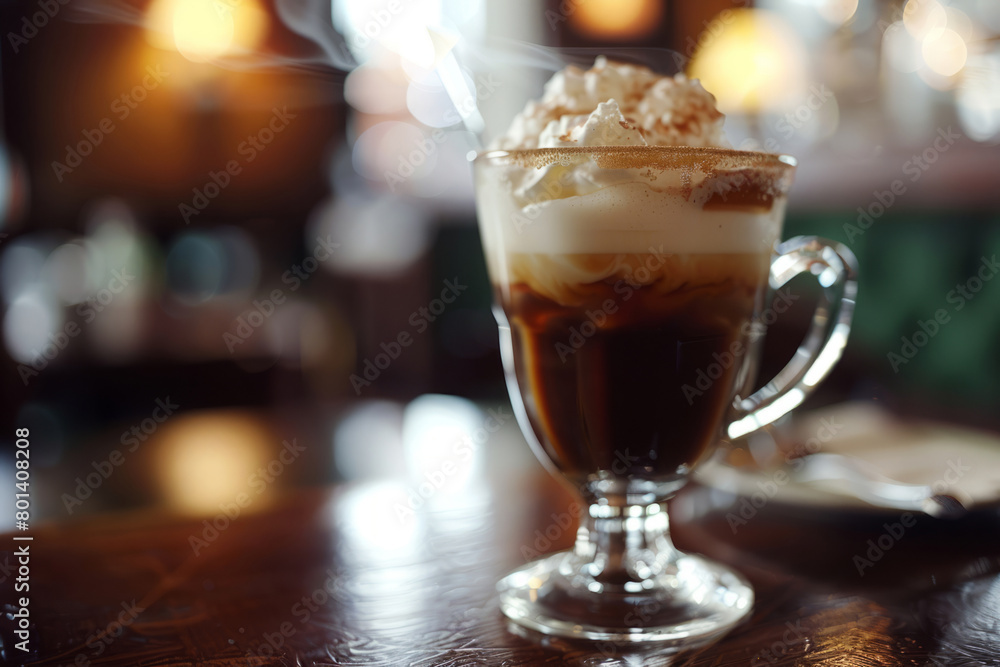 Glass of Irish coffee. Generative AI Glass of Irish coffee. Generative AI