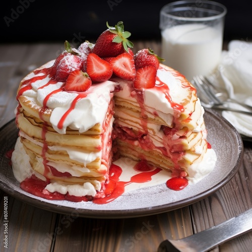 pancakes with strawberries and cream © Muhammad Hammad Zia