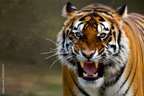 tiger roaring photo wallpaper Generative AI