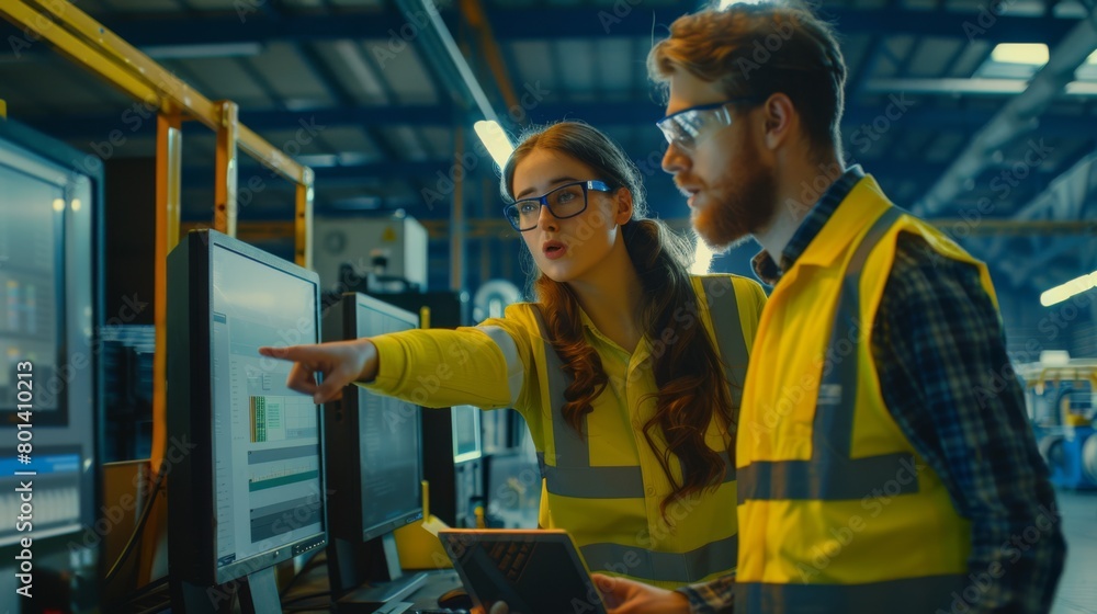 Engineers Collaborating in Factory Engineers Collaborating in Factory