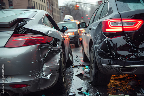 Car Collision Scene  Two Vehicles in Distress