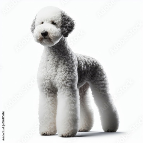 Image of isolated bedlington terrier against pure white background, ideal for presentations 