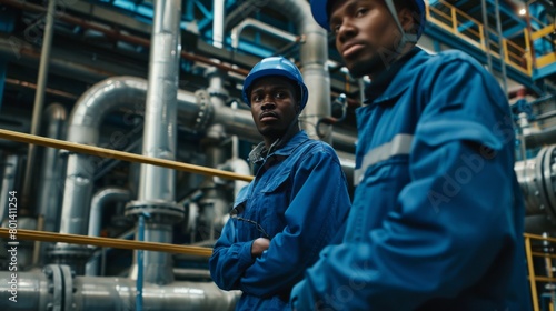 Workers Standing in Industrial Plant