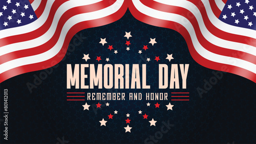 memorial day banner design with us flag vector file photo
