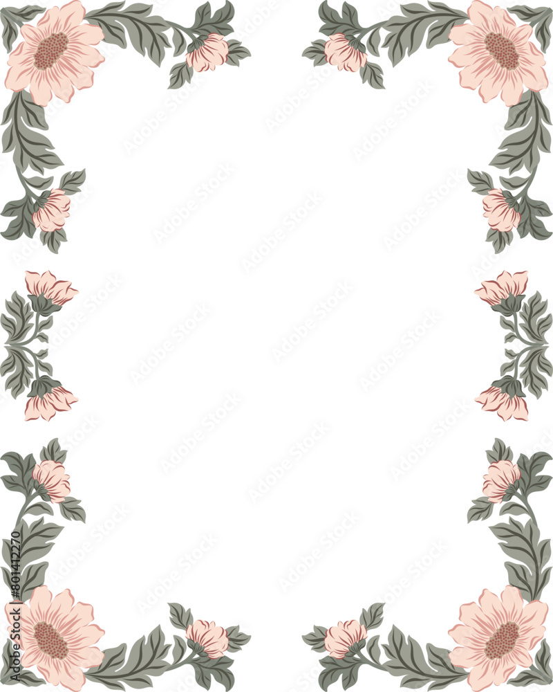 Fototapeta premium Vector illustration of floral arrangement in vintage style for greeting cards. Use of intricate patterns and botanical motifs.
