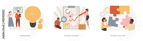 Business plan isolated concept vector illustration set.
